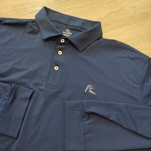 Rhoback Men's Long Sleeve Navy Blue Performance Polo XXXL Golf Stretch Lux